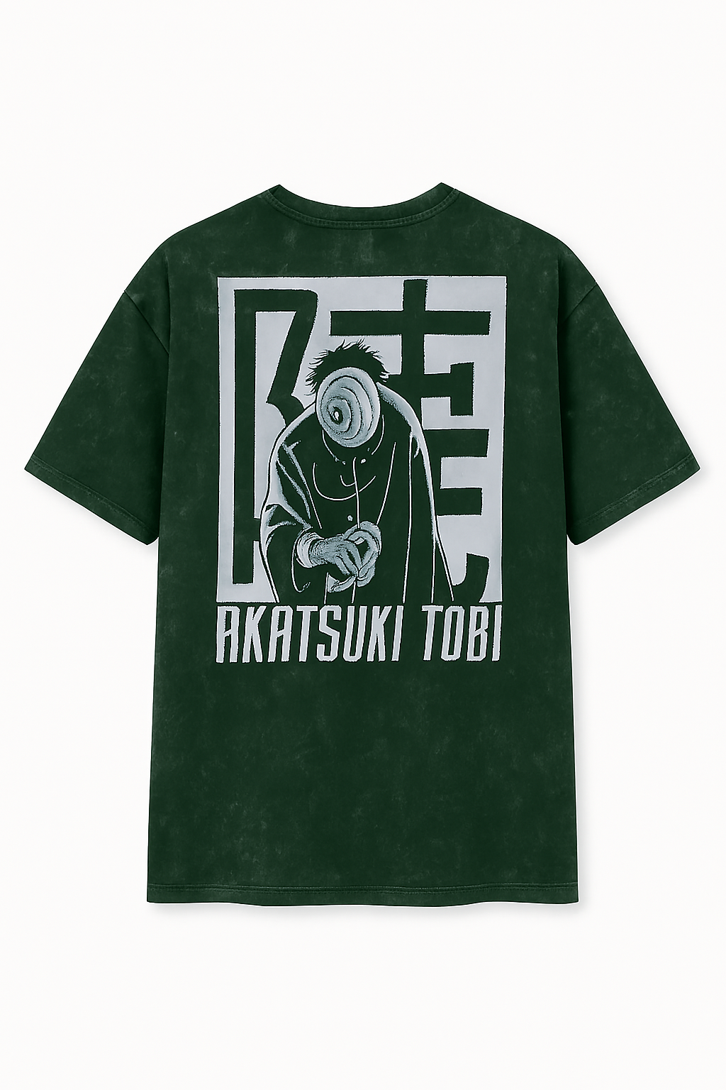 Dorzo- Printed Acid Wash T shirt ( Bottle Green)