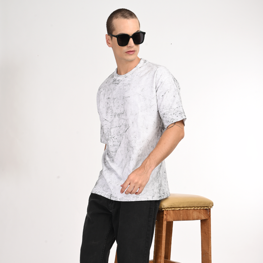 White Oversized Acid Washed T-shirt