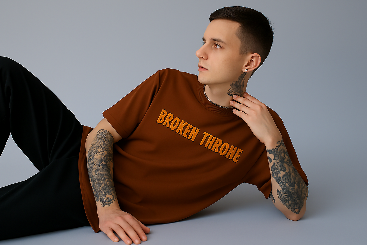 Brown Puff Printed T-Shirt ( Broken Throne)