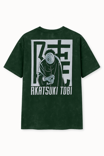 Dorzo- Printed Acid Wash T shirt ( Bottle Green)