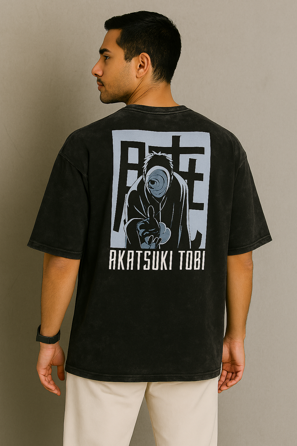 Dorzo- Printed Acid Wash T shirt (Black)