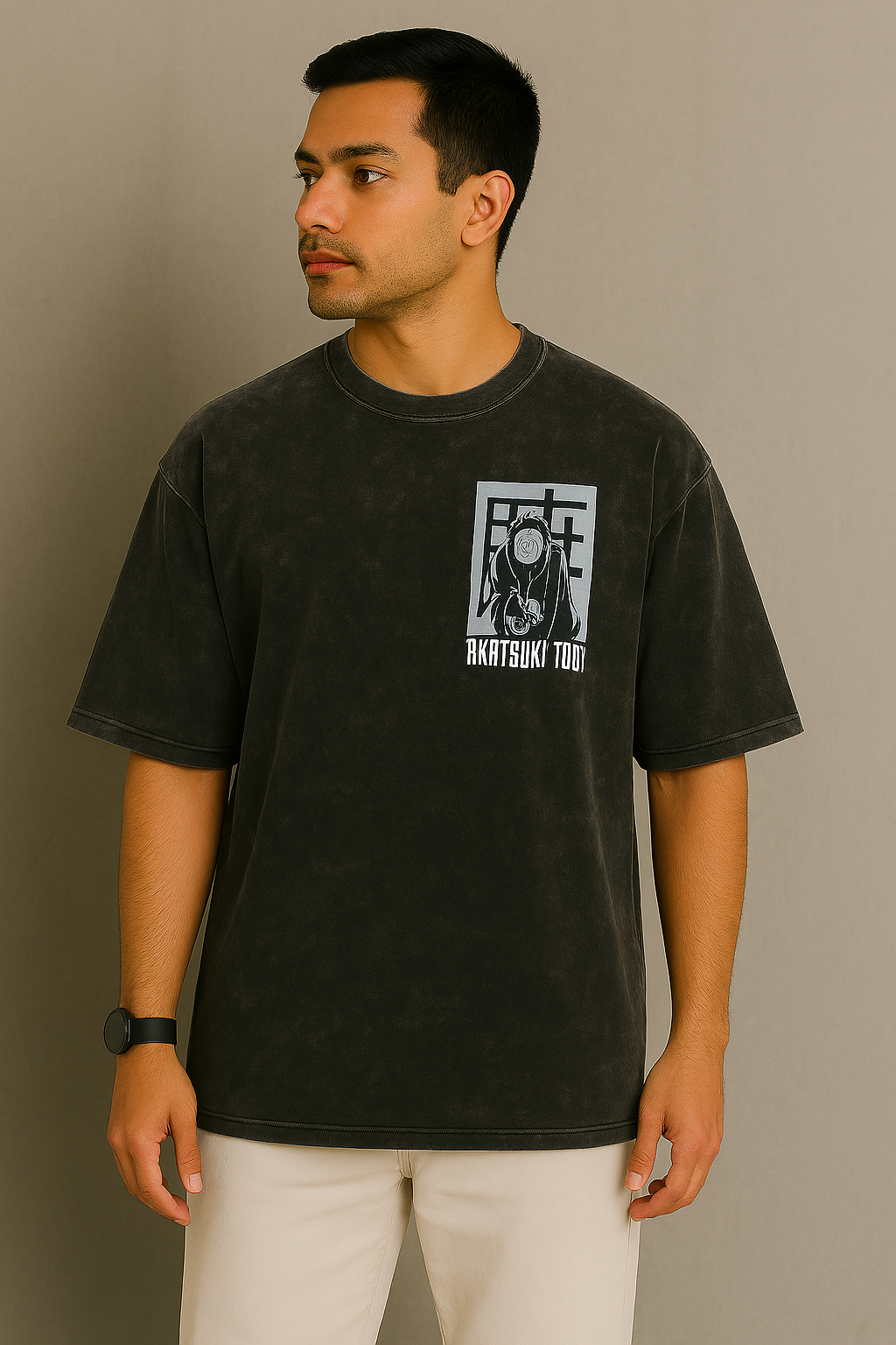 Dorzo- Printed Acid Wash T shirt (Black)