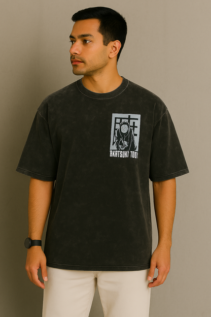 Dorzo- Printed Acid Wash T shirt (Black)