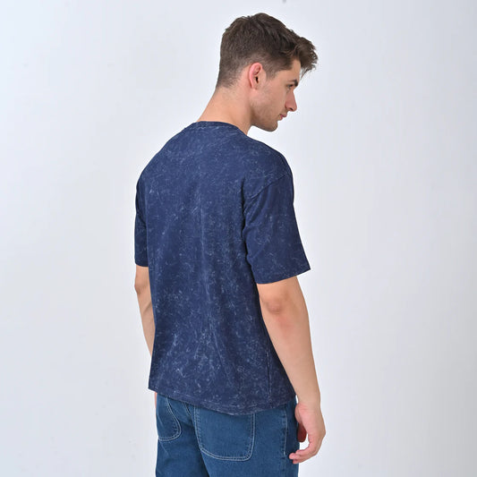 Navy Deep Acid Wash Oversized T-shirt