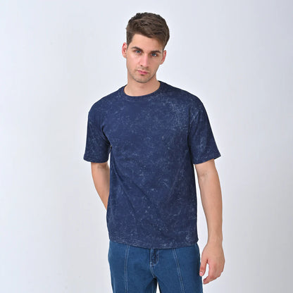 Navy Deep Acid Wash Oversized T-shirt