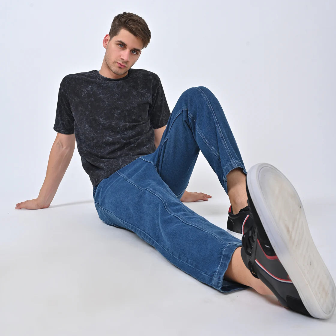 Black Acid Wash Oversized T-shirt