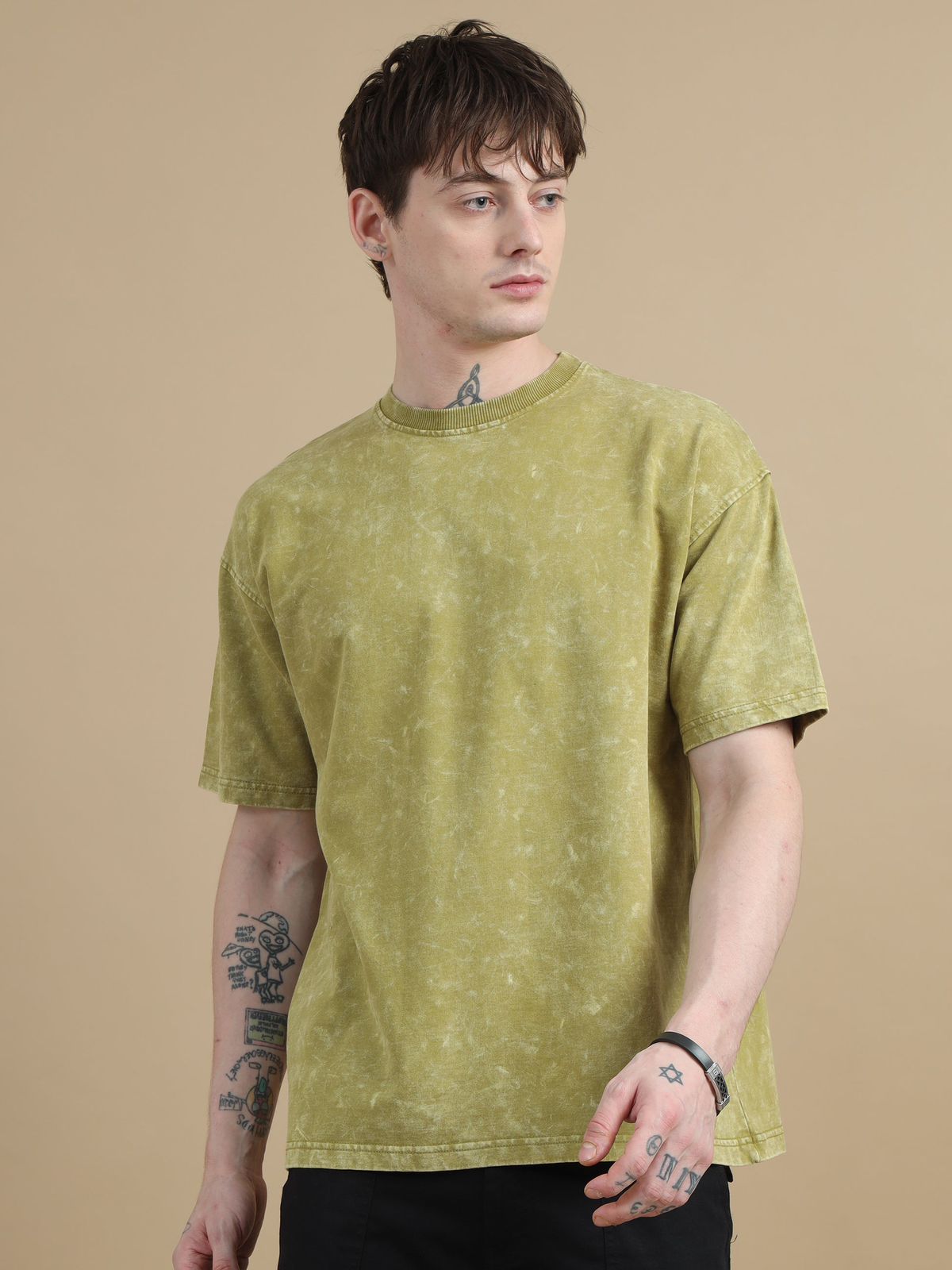 Olive Acid Wash Oversized T-shirt