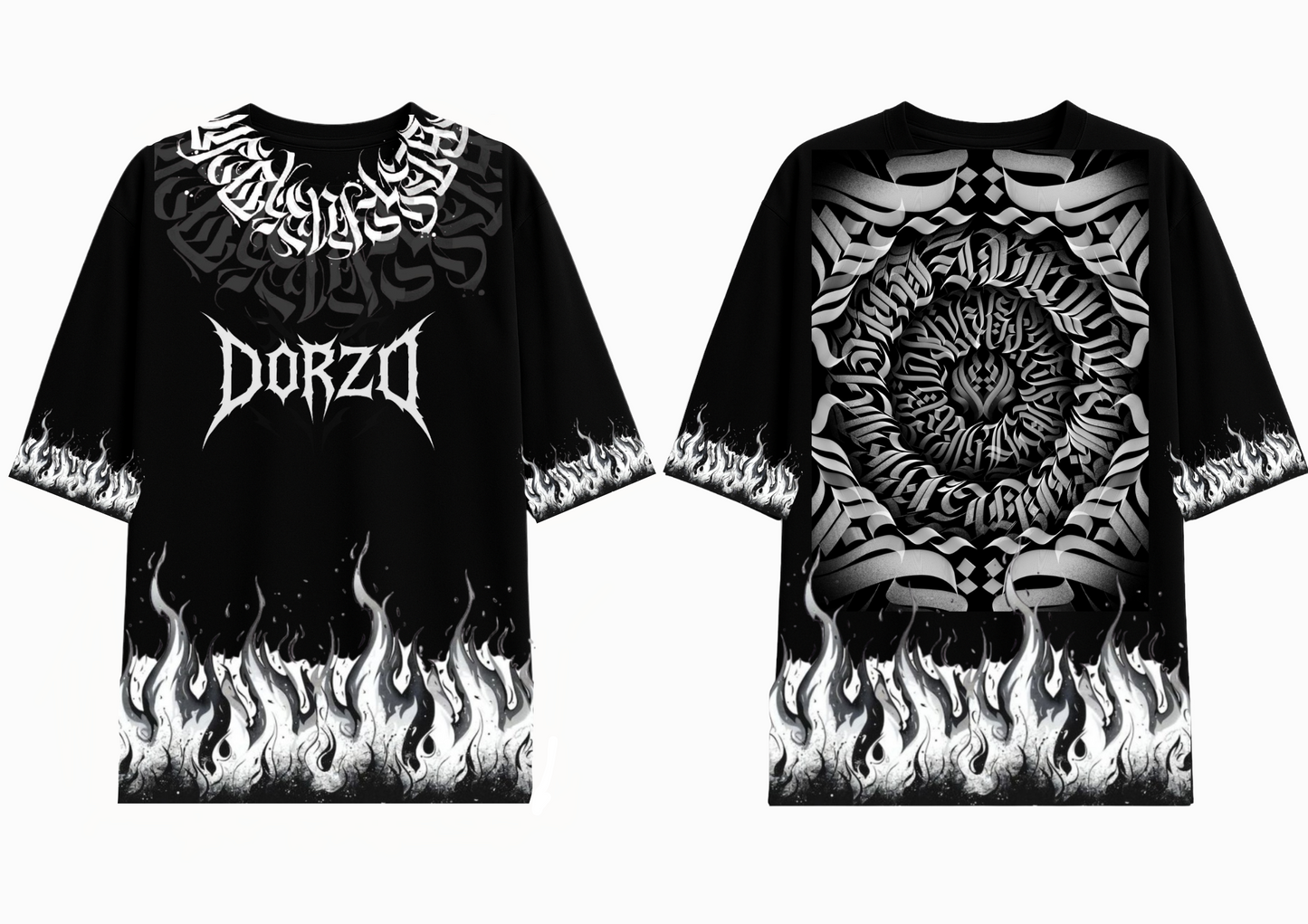Gothic Black Oversized T-Shirt- Dorzo